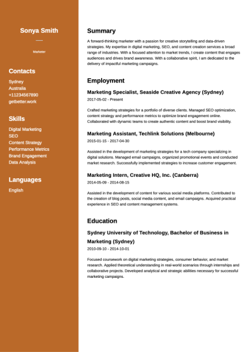 Marketing Professional Resume Template - AI Resume Builder